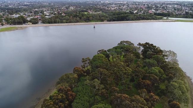 Drone footage of Hope Valley Reservoir. Picture: SA Water