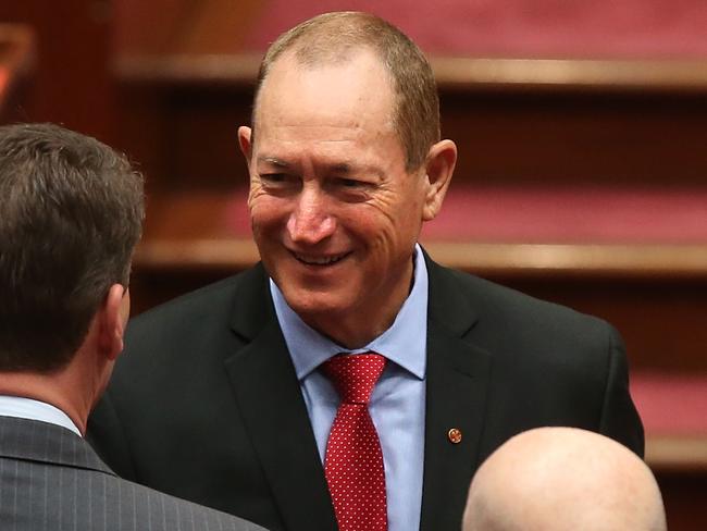 New Senator Fraser Anning in the Senate Chamber, Parliament House in Canberra. Picture Kym Smith