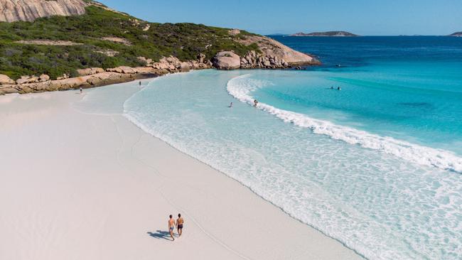 Aerial view of Wharton Beach, Cape Le Grand National Park. Picture: Tourism Australia.