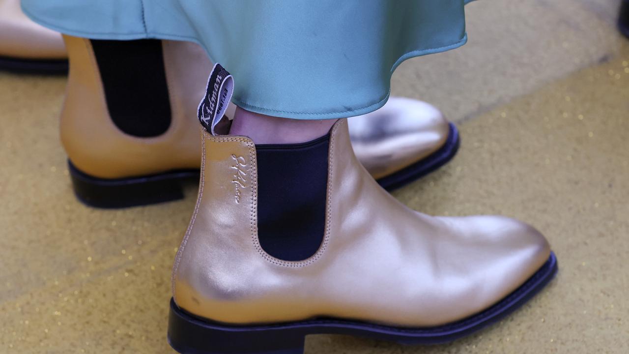 The golden Rossi boots. Picture: Adam Head