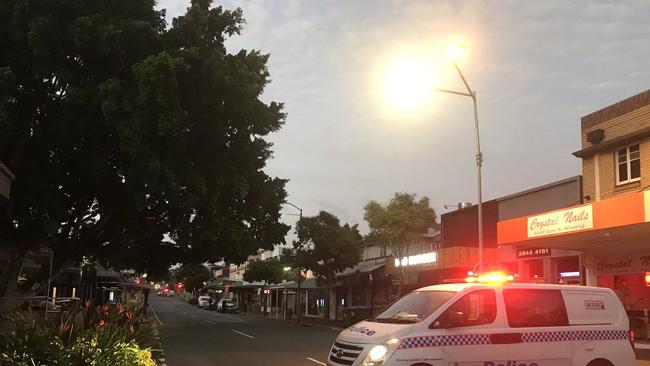 Police investigate an alleged assault on Boundary Street in West End. Photo: 7 News