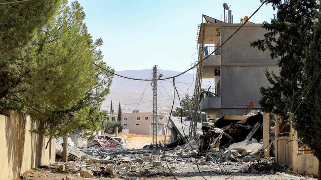 A collapsed building destroyed by an Israeli air strike is pictured in Lebanon's eastern city of Baalbek in the Bekaa Valley. Picture: Nidal Solh