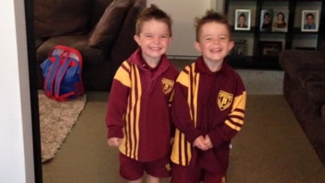 The Hall twins in their primary school days. Picture: Supplied by the family.
