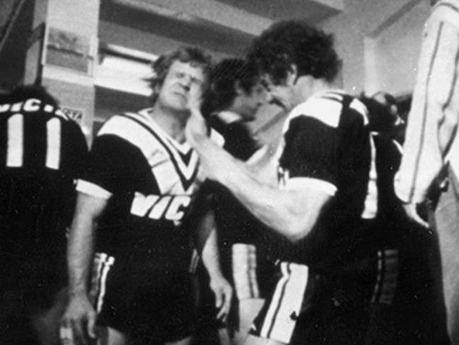 Tommy Raudonikis gets slapped to prepare for a game. Picture: Supplied