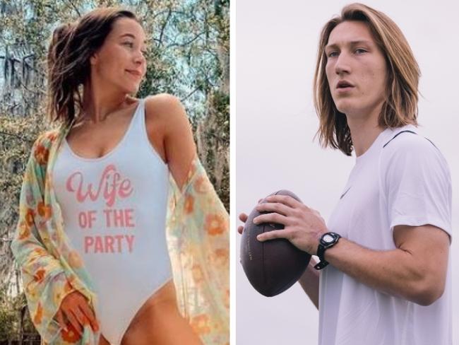 Trevor Lawrence and his wife.