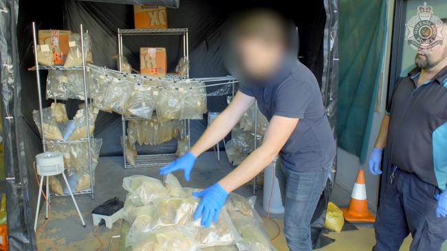 The MDMA seizure was the biggest in Queensland’s history, and the third largest in Australia. Source: Queensland Police Service.