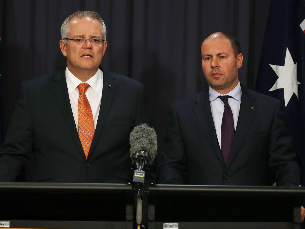 Scott Morrison and Josh Frydenberg have changed the leadership rules of the Liberal Party. Picture: Gary Ramage