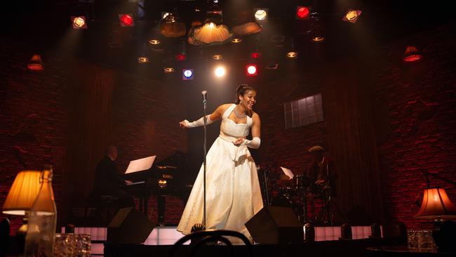 Zahra Newman as Billie Holiday, in State Theatre Company production of Lady Day at Emerson's Bar & Grill. Picture: Matt Byrne