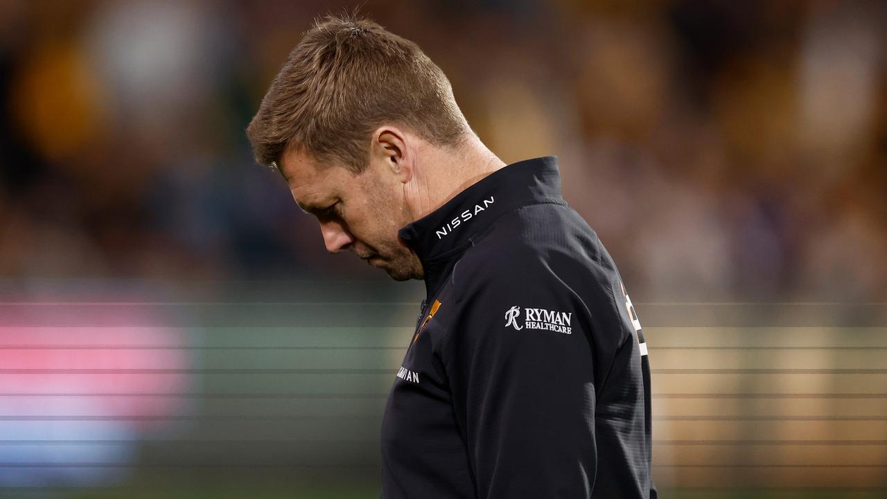 Sam Mitchell was gutted after the narrow loss ended Hawthorn’s season. (Photo by Michael Willson/AFL Photos via Getty Images)