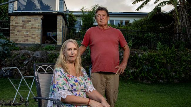 Deborah Hall and Murray Nolan at their home in Sandstone Crescent, Lennox Head. The couple were next door neighbours and friends with Bronwyn Winfield. Picture: Liam Mendes / The Australian