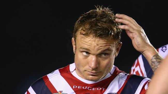 SYDNEY, AUSTRALIA - JUNE 07: Jake Friend of the Roosters looks dejected after defeat during the round 13 NRL match between the Sharks and the Roosters at Remondis Stadium on June 7, 2015 in Sydney, Australia. (Photo by Mark Kolbe/Getty Images)