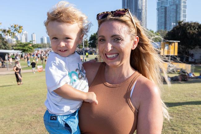 <p>Sarah and Kai Baker at Summer Salt Festival at Broadwater Parklands Sunday 12th of February. Picture: Celeste Humphrey</p>