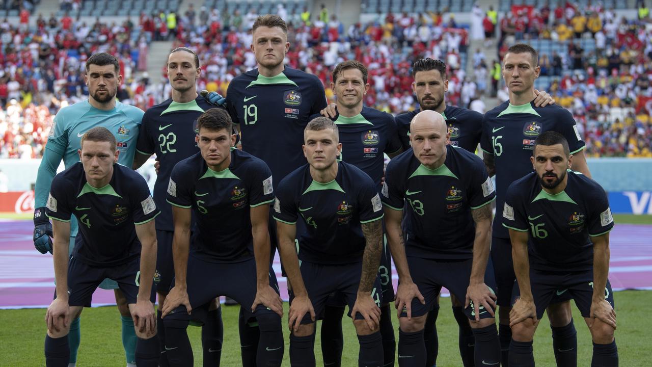 The Socceroos before the Tunisia game.