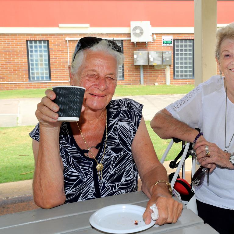 Beverly and Marcia enjoy a cup of tea and a day out at Coolangatta Photo: Scott Powick Newscorp