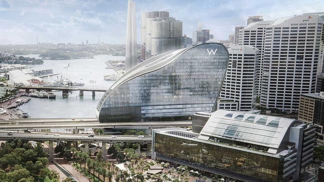 Digital illustration of the W Hotel on Darling Harbour, Sydney. Picture: Supplied