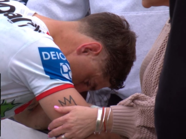 Lomax was distraught after the loss. Photo: Fox Sports