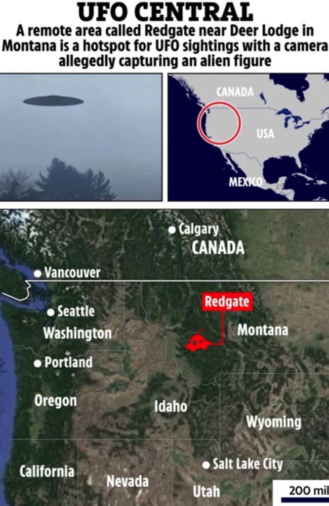 The area of Redgate in Montana is believed to be awash with paranormal activity including alien and UFO sightings. Picture: The Sun