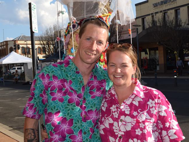 Adrian and Peta McEvoy from New South Wales enjoy the Stroll &amp; Swing at Jumpers and Jazz in July 2018.