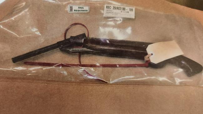 The sawn-off rifle found in Whitehouse’s boot. Picture: Courts SA