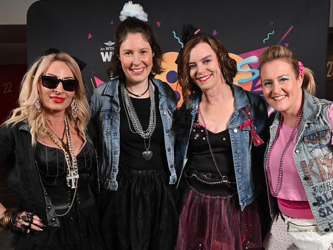 21/5/22. RFDS EVENT - WINGS for LIFE GALA - 80S FOREVER at the Adelaide Entertainment Centre.Bec Hayes, Laura Keatley, Dionne Hockley and Lauren SwanPicture: Keryn Stevens