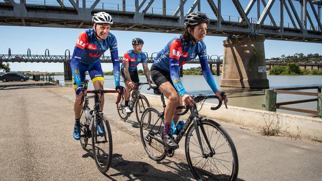 Patrick Jonker, Michelle Krockenberger and Rob Yates tested out this years Murray Bridge Tour Down Under stage. TDU Magazine. Picture: Brad Fleet