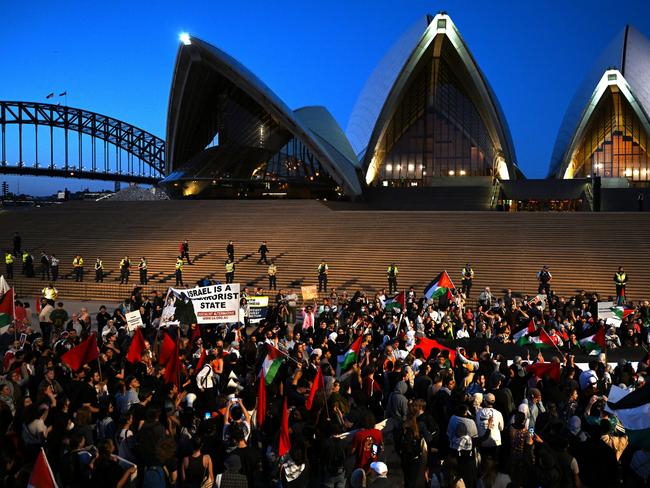 Protesters chanted, ‘Where’s the Jews?’, police say. Picture: Dean Lewins/AAP