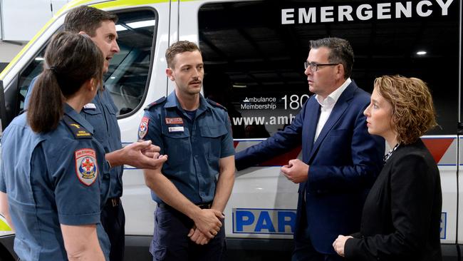 Daniel Andrews and Ambulance Services MP Gabrielle Williams. Picture: Andrew Henshaw