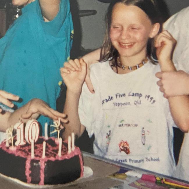 Rene Latimore celebrates her 10th birthday with her family. Picture: Katie Marchetti