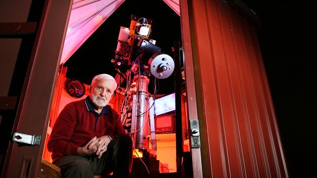 Astronomer Shevill Mathers at his Cambridge observatory. Picture: SAM ROSEWARNE