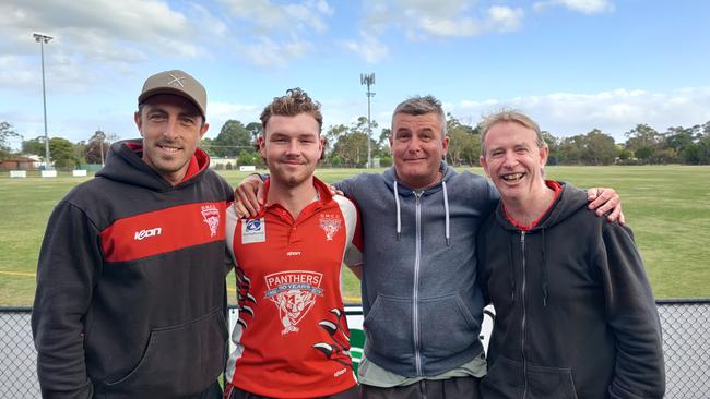 Devon Meadows' four century makers this round, from left, Lucas Ligt, Lachie O'Beirne, Jason Brzezowski and Peter O'Brien.