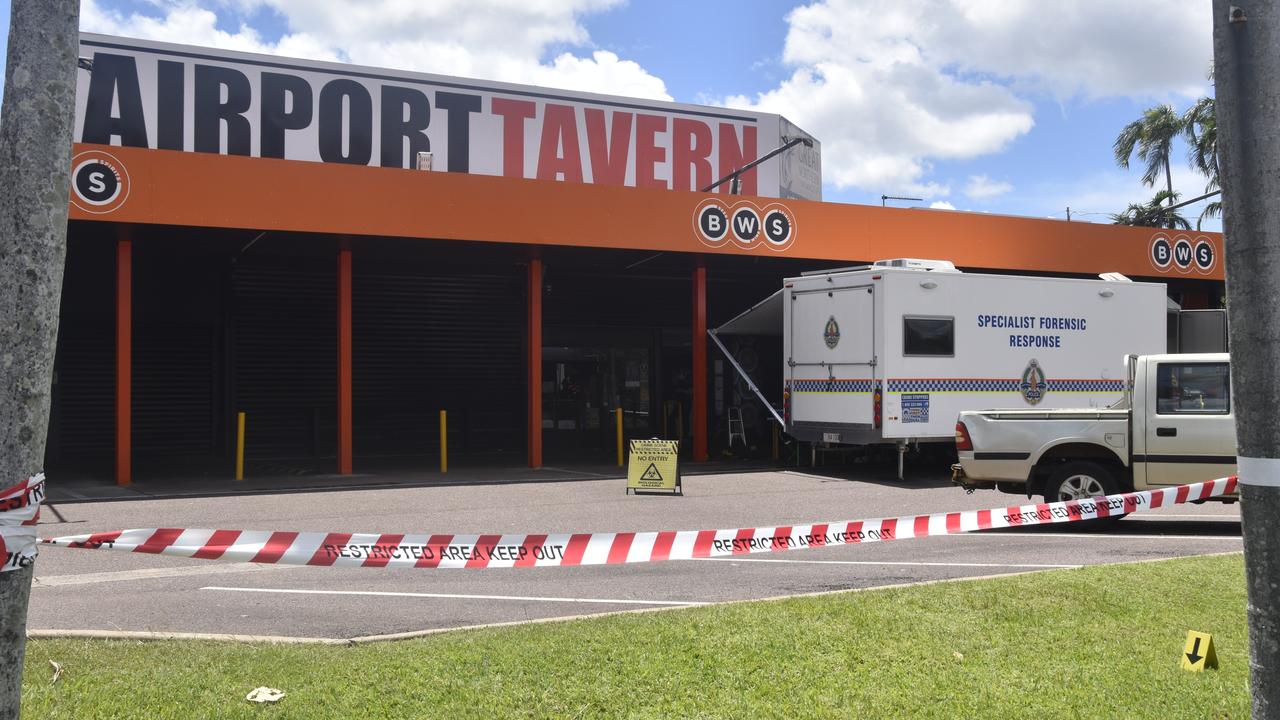 A crime scene at the Airport Tavern remains active after a young man died when he was stabbed while working. Picture: Sierra Haigh