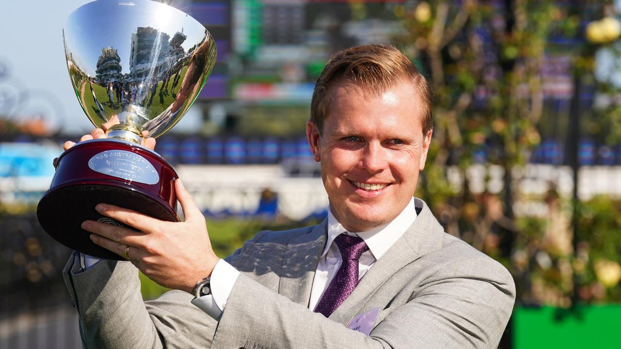 Trainer Edward Cummings saddles up Arts at Rosehill on Saturday. Picture: Scott Barbour / Racing Photos