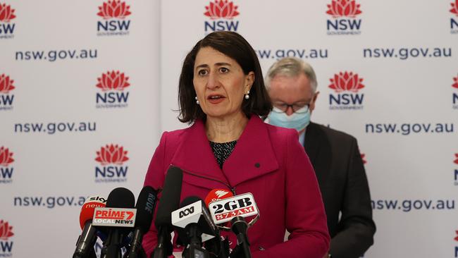 Premier Gladys Berejiklian arrives for a Covid-19 update in Sydney. Picture: NCA NewsWire / Dylan Coker