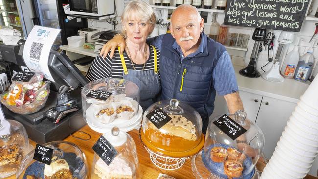 Cafe owners Irene and Alf Prosser were fined $11,000 without warning for failing to have a Covid-safe plan in place. Picture: Rob Leeson