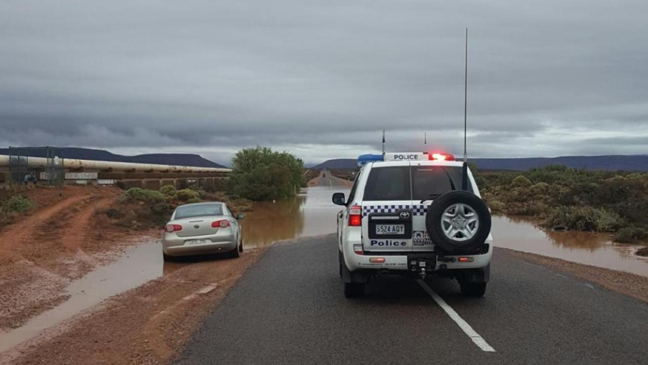 A car submerged in floodwater Port Augusta. Photo: SA Police