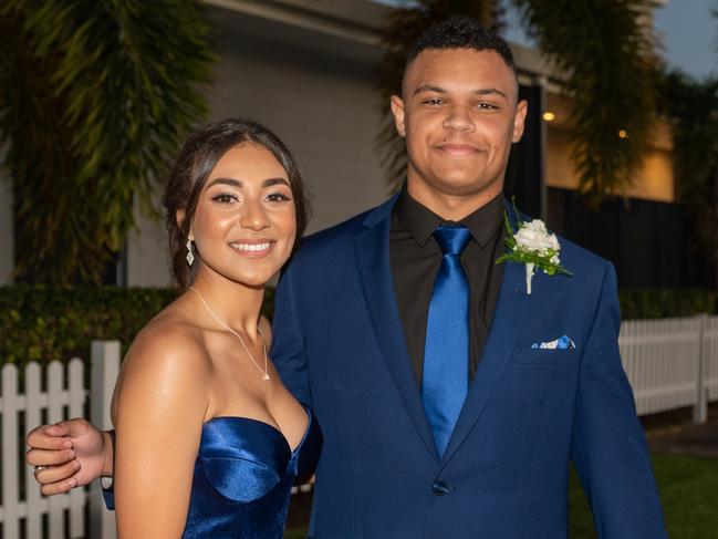 Hayley Elston and Jerome Hoffman at Mackay State High School formal 2022.Picture: Michaela Harlow