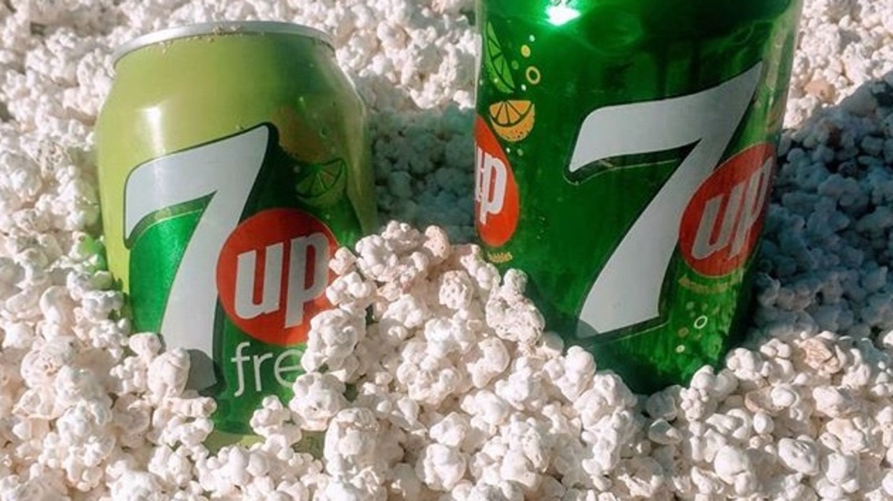 Cans of soft drink resting in "popcorn" on Popcorn Beach, Canary Islands, Spain. Picture: @_irens_ /Instagram