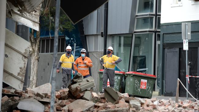 A damaged building on Chapel Street in Prahran in inner Melbourne. Picture: Andrew Henshaw