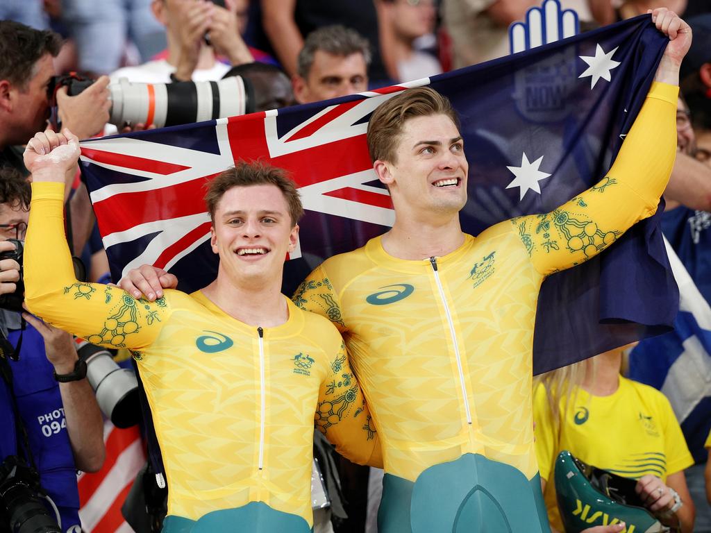 The medals cap off a remarkable recovery and a 20-year best in Australian cycling after a disastrous Tokyo Games. Picture: Jared C. Tilton/Getty Images