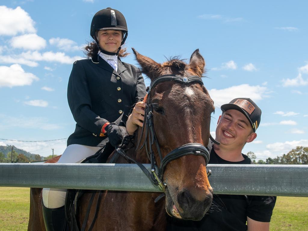 Jeremy and Larissa (with Missy her horse) from Clunes out at the Kyogle Show competing in the Hacking event. Picture: Cath Piltz