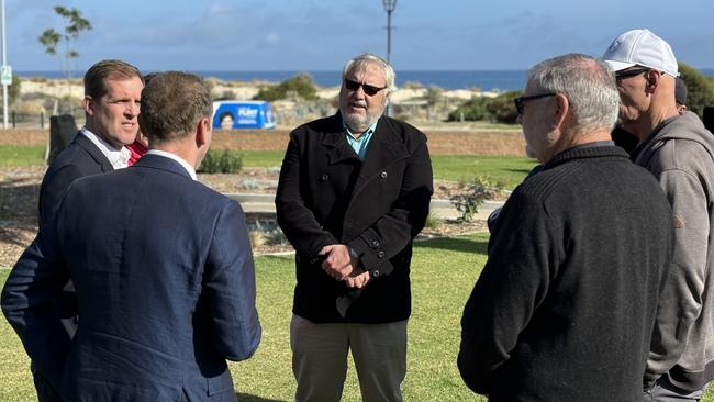 Ken Daly, centre, with Opposition MPs and frustrated Holdfast Bay residents. Picture: Charlie Dadds