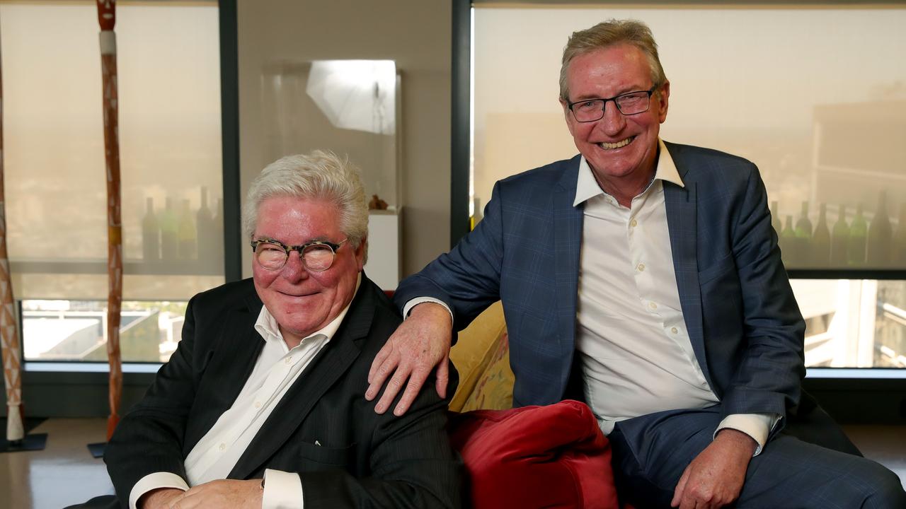 David Williams with Bega Cheese chief executive Barry Irvin. Picture: Stuart McEvoy
