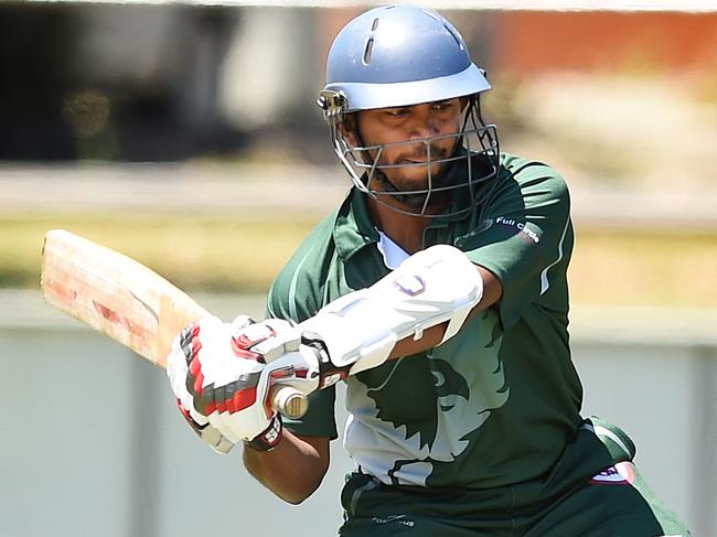 Dinesh Cooray for Airport West. VTCA Cricket: Doutta Stars V Airport West St Christophers. Picture: David Smith