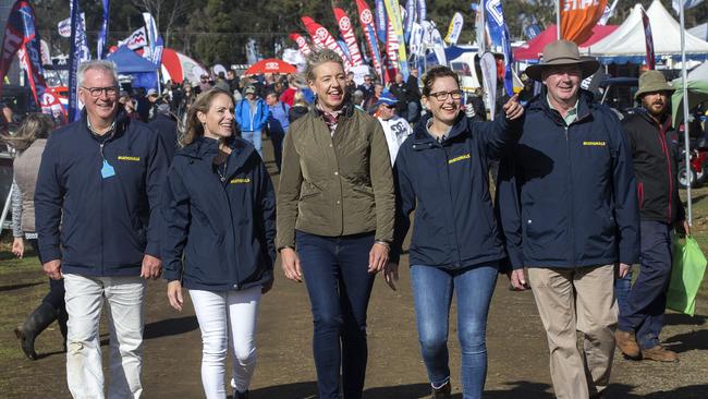 Deputy Nationals leader Bridget McKenzie (centre) at Agfest with Bass candidate Carl Cooper, Braddon candidate Sally Milbourne, Lyons candidate Deanna Hutchinson and Senator Steve Martin. Picture: CHRIS KIDD