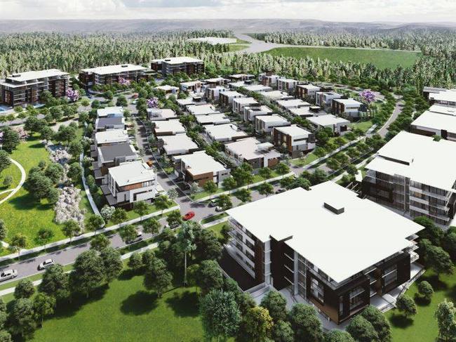 Artist impressions of Urbana, a housing and tower estate planned for Coomera's Foxwell Road on the Gold Coast by developer Cadmium. Picture: Gold Coast Coast City Council