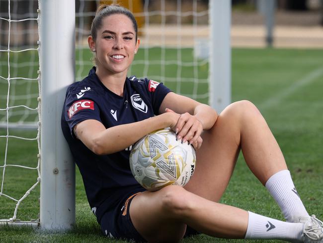 Photos for Sunday's paper ahead of Victory grand final. Melbourne Victory defender Ellie Wilson the English imports first season in the ALW and her first Grand Final.                                                              Picture: David Caird