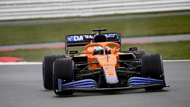 Daniel Ricciardo has hit the track for the first time in a McLaren as he gears up for his debut with the team at Bahrain next month.