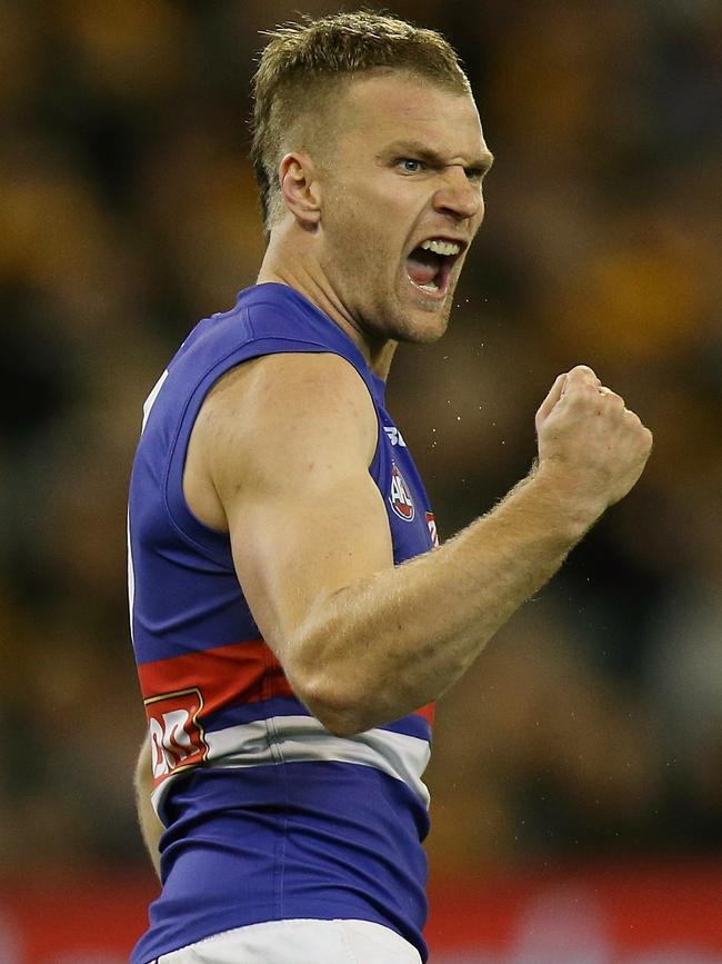 Jake Stringer kicked two clutch goals against Hawthorn. Picture: Wayne Ludbey