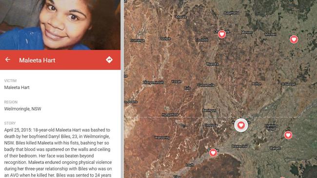 18-year-old NSW woman Maleeta Hart was murdered by her then boyfriend, 23-year-old Darryl Biles in 2015. (Pic: The Australian Femicide Map)