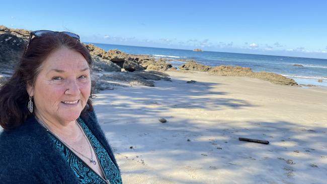 Kathryn Butler, chair of the Tidal Pool for Port Macquarie Committee, at Oxley Beach, where the 50m pool is proposed to be built, nestled up against Flagstaff Hill. Picture: Janine Watson.